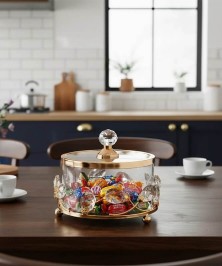 ZEYVE STONE-DECORATED ACRYLIC CASE SUGAR BOWL 20x20x15cm. 